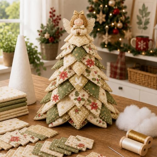DIY Quilted Fabric Christmas Tree Kit, Arts and Crafts for Adults, (Angel) by DailyPartner