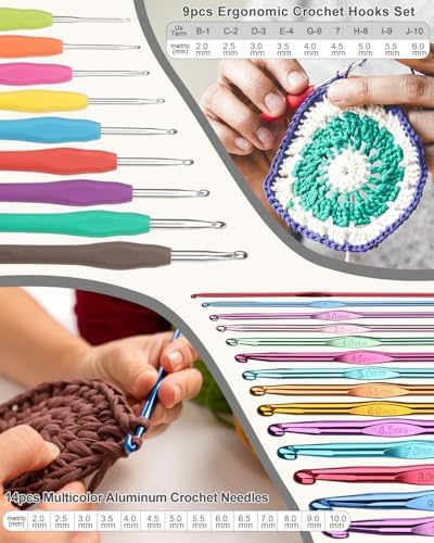 Aeelike Crochet Kits for Beginners Adults Kids, Complete Crochet Set, Black - Image 2