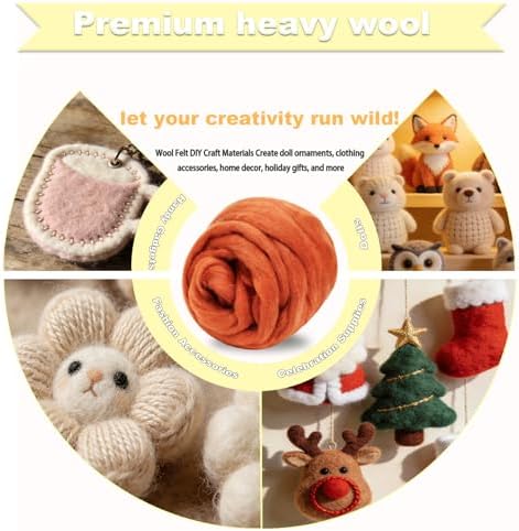 Wool Roving-3.5oz Needle Felting Wool, Soft Multi-Color Wool Fiber, Perfect Felting Wool Pure Wool, Chunky Yarn, for DIY Crafts, NeedleFelting Projects,and Artwork (Red-Brown) - Image 3