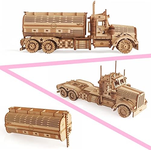 3D Wooden Tank Truck Puzzle, Wood Crafts DIY Assembly Mechanical Truck Model Kits, Wooden STEM Brain Teaser Puzzles, Christmas Birthday Gifts for Adults & Teens - Image 5