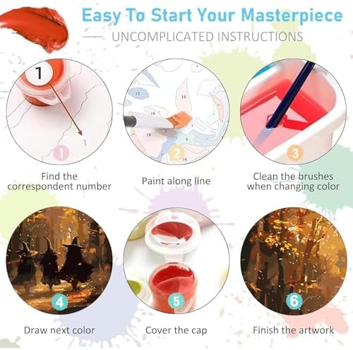 AIBOERL Paint by Numbers Kit for Adults Beginner,Fall Witch, 12X16In - Image 7