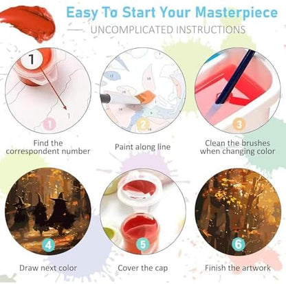 AIBOERL Paint by Numbers Kit for Adults Beginner,Fall Witch, 12X16In - Image 7