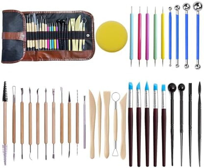 LANGQUN 35pcs Clay Sculpting and Pottery Tools Kit - Air Dry and Polymer Clay Dotting Tools - Ceramic Supplies for Modeling and Shaping - For Kids and Adults by LANGQUN