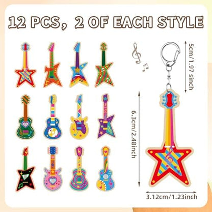 RattanView 24 Pcs Guitar Craft Keychains DIY Keychain, 12 Styles - Image 2