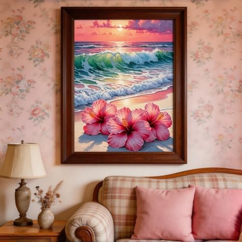BYGFHLYW Beach Flower Paint by Numbers Kit for Adults Beginners 12x16In - Image 2