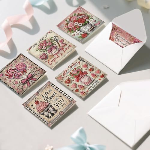 C'eitura 6Pcs Romantic DIY Diamond Art Painting Greeting Cards Kit | I Love You Valentine's Anniversary Wedding Cards | All Occasion Love Theme Blank Note Cards for Her Him & Couples - Image 4