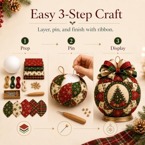 Christmas Classics Patchwork Ornament DIY Kit, Holiday Decorations，Reindeer - Image 3