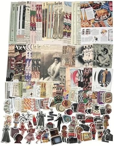 Esweny 200PCS Vintage Scrapbooking Supplies Kit for Journaling,Junk Journal Planners Aesthetic Cottagecore Room Decor Wall Art Collage Album (Retro Memory) by Esweny