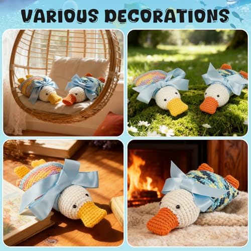 Totiro Crochet Kit for Beginners, Ducks Amigurumi Starter Kit, Easy DIY Craft Set with Step-by-Step Video Tutorials, 2 Pack Animal Crochet Pattern Learning Kit for Teens Adults Birthday Gift - Image 6