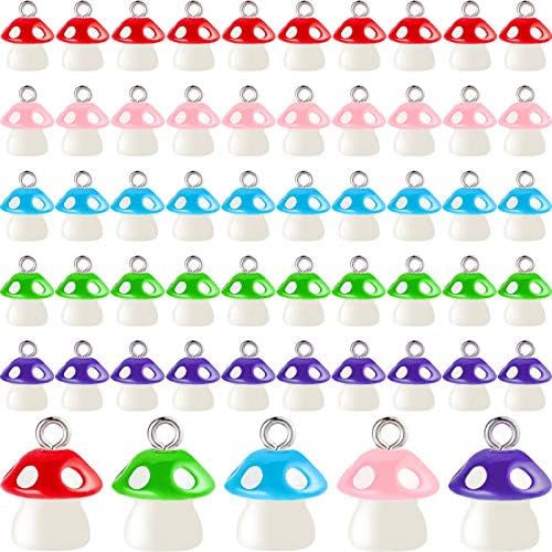 Jetec 50 Pieces DIY Mushroom Resin Charm Pendant Jewelry Finding Charm DIY Decor Making Resin for Women Bracelet Necklace Earrings Keychain Craft by Jetec