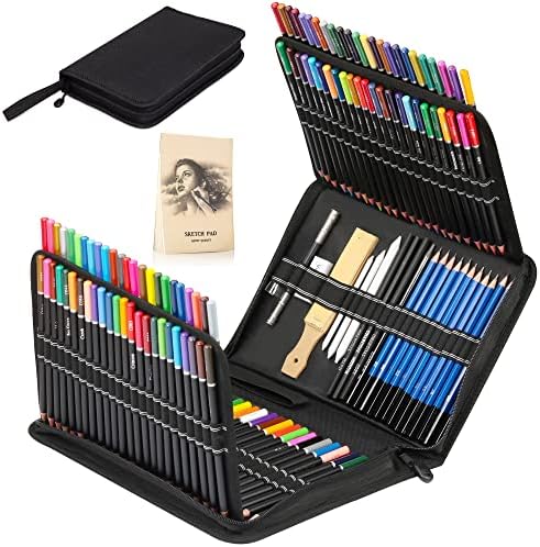 KALOUR Premium 144 Drawing Pencil Set,including 120 Colored Pencils and 24 Sketch Kit,Art Pencil Kit in Zippered Travel Case, for Drawing,Sketching and Coloring,Ideal for Beginner,Artists and Adults by KALOUR