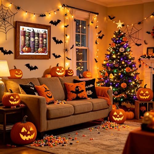 KYOQFVN Cross Stitch Stamped Kit for Beginner - Halloween Cross Stitch - Skull Counted Cross Stitch Kits Embroidery Kit Arts and Crafts for Beginners 13.7x13.7 inch - Image 6