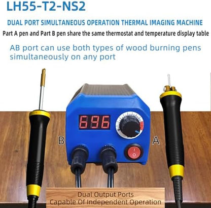 LH55-T2-NS2 Wood Burner kit offers adjustable temperature control ranging from 200℃ to 750℃,Wood Burning kit with 2 Detachable Wood Burning Tool Pens, 36 Wood burner Tips,professional wood burning kit - Image 3