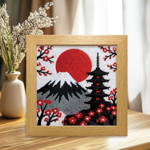 BEUNITONE 2Set Punch Needle Kit with Frame for Adults Beginners, Japanese Style Needlepoint Crafts Kit for Adults, Complete Embroidery Starter Kits with Pre-print Pattern for Gift Home Decor 9.4"x9.4" - Image 6