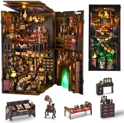 TOYQI Book Nook Kit for Adult, DIY Miniature Dollhouse Kit, Wizard's House by TOYQI