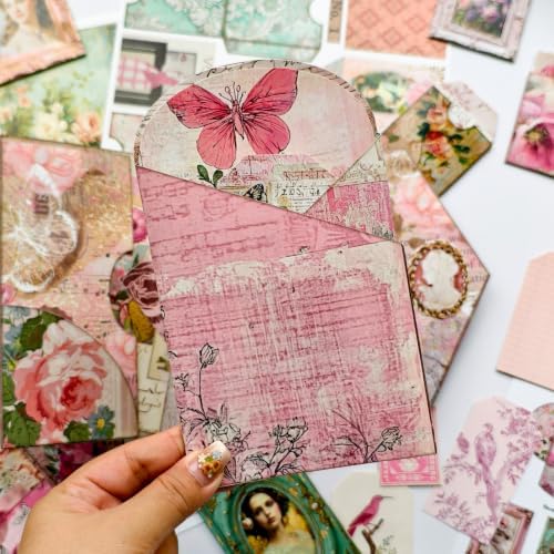 ZHIJIANHZ Junk Journal Kit Pink Romantic Ephemera Set for Scrapbooking - Image 6