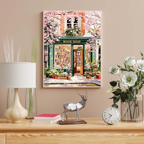 HITO Book Shop Paint by Numbers Kit for Adults 16x20 Inch Frameless - Image 6