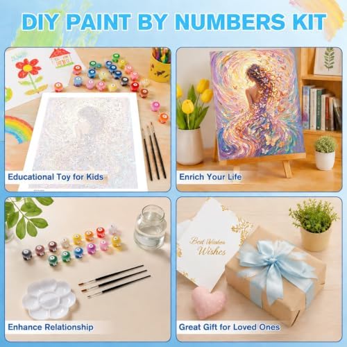 Woman Paint by Numbers Kit for Adults, DIY Oil Painting Canvas 16x20inch - Image 7