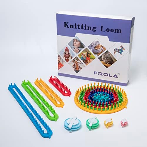 Frola Knitting Loom Craft Kit - 6 Round Knitting and 4 Long Knitting Include Hook Needle, Pompom Maker for Crochet, Hat, Scarf - Image 2