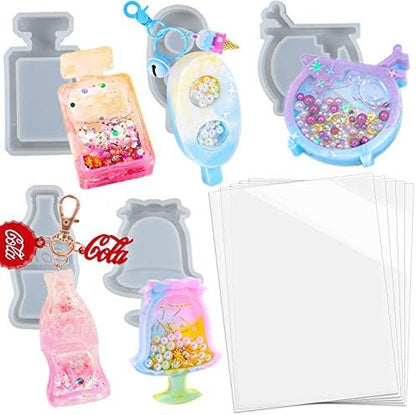 Resin Shaker Molds Set Perfume Bottle, Cola, Mike Tea, Dessert, Popsicle Silicone Trays with 5 Seal Films by FUNSHOWCASE