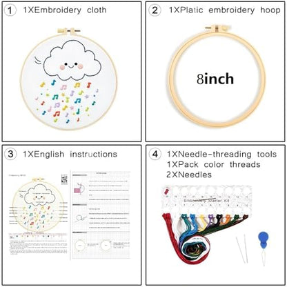 Crafmanoe Cute Embroidery Kits for Beginners Adults, Hand Embroidery Starter Kits, Stamped Cross Stitch Kits for Beginner Adult Craft Kits for Women, Entire Set of Embroidery Supplies & Video Tutorial - Image 6
