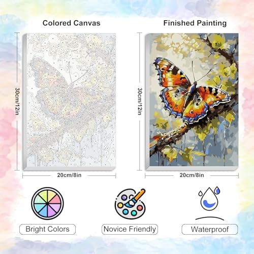 Yezavesu Framed Paint by Numbers Kit for Adults Beginner & Kids Ages 8-12, Butterfly Paint by Numbers with Frame, DIY Number Painting for Adults Butterfly for Home Wall Decor Gift 8X 12 inch - Image 3