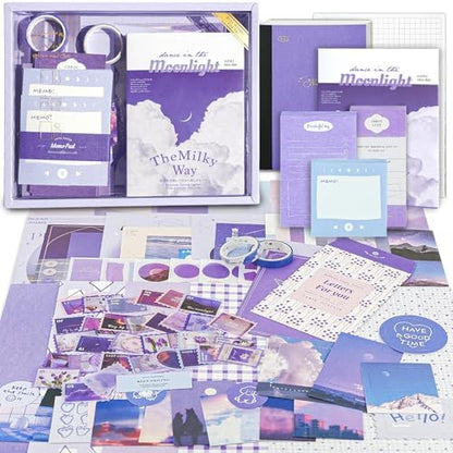 Scrapbooking Supplies Kit, A6 Grid Notebook, Vintage Junk Journaling Kit by Aromoty