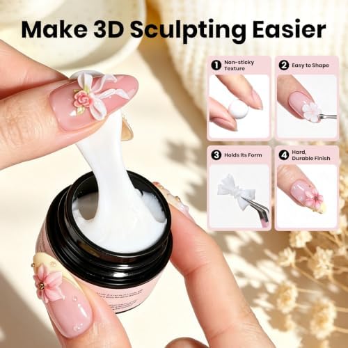 Beetles 3D Gel Nail Art,White 3D Sculpting Gel for Nail Art & Sculpting Pen - Image 3