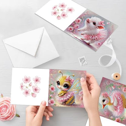 6pcs Christmas Diamond Painting Greeting Card with envelopes, DIY Animals wearing skirts Diamond Art Greeting Card for Blessing and Wish Special Shaped Arts Crafts for Birthday Thanksgiving Day - Image 7