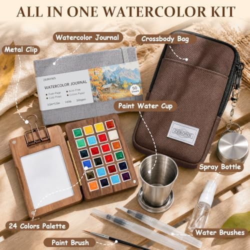 Mini Watercolor Paint Set, 24 Colors Travel Watercolor Set - Image 3