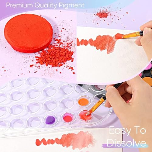 GETHPEN 48 Colors Watercolor Paint Set, 3 Brushes 1 Water Color Brush pen - Image 6