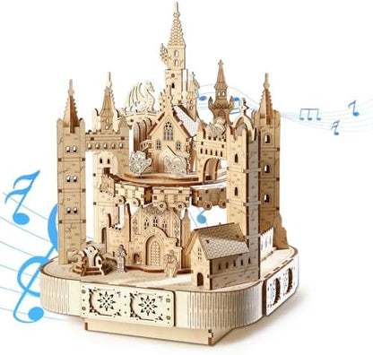 3D Wooden Puzzles for Adults, DIY Magic Castle Model Building Kit w/Music by MakingLifeFunforCool