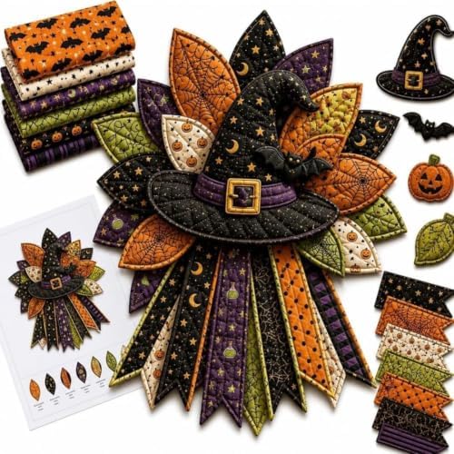 Loyilat 2026 New DIY Quilted Halloween Pumpkin Door Hanger Kit 60cm by Loyilat
