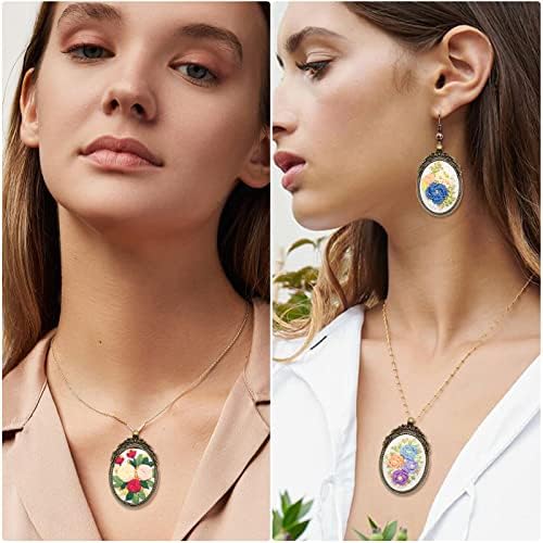ZOCONE 3 Packs Embroidery Necklace Kit, Embroidery Pendant Kits Mini Cross Stitch Kit with Hoop, Necklace, Pendant, Beads, Stamped Pattern Cloth, Instructions, etc., Embroidery Kits for Adults - Image 5