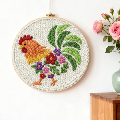INFUNLY Rooster Punch Needle Embroidery Kits for Beginners Adults Flower DIY Punch Needle Starter Kits Animal Needles Stitching Kit with Instruction Tools Yarns for Art Crafts Festival Gift Home Decor - Image 5