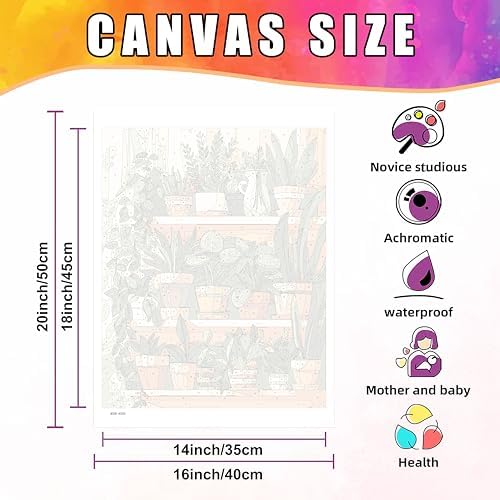 Ycydilirab 2 Pack Plant Paint by Number Adult(with Gifts Box)-Paint by Number Canvas for Adults Plant,Painting by Numbers Kit on Canvas Perfect for Gifts Home Wall Decor(40x50cm) - Image 6