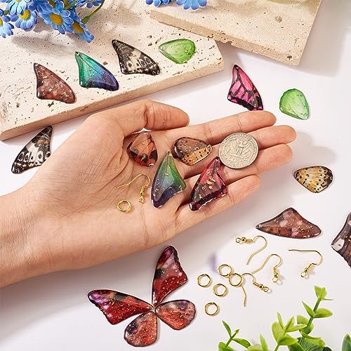 FASHEWELRY 24Pcs Resin Butterfly Wing Charms Insects Wing Charms 6 Colors Animal Feather Pendants with Jump Rings Earring Hooks for Crafts Jewelry Making - Image 4