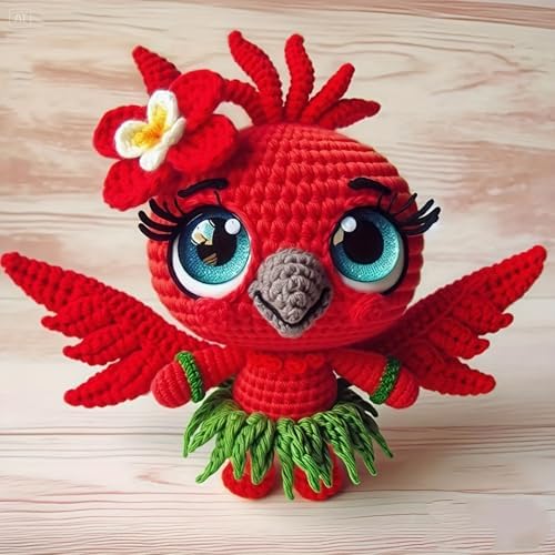 FRANDEK DIY Red Bird Crochet Kit for Adults, Cute Plush Animal Set - Image 6