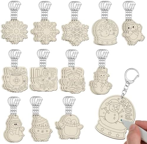 RattanView 24 Pcs Winter Snow Craft Keychains DIY Keychain, 12 Styles by RattanView