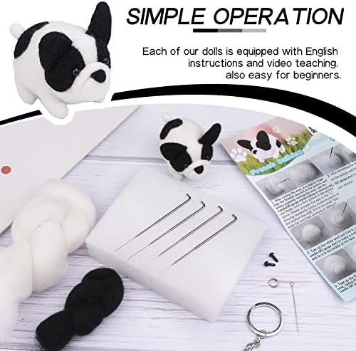 QMNNMA Needle Felting Kit for Beginners, French Bulldog Wool Felting Kit - Image 3