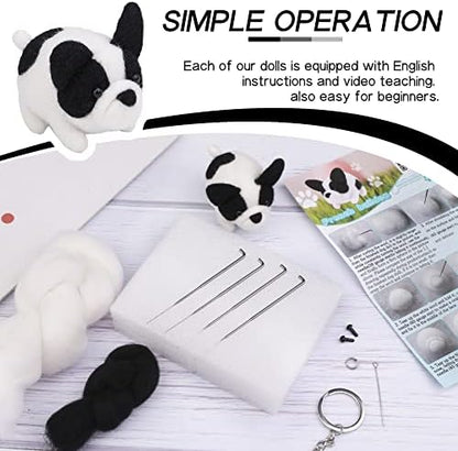QMNNMA Needle Felting Kit for Beginners, French Bulldog Wool Felting Kit - Image 3