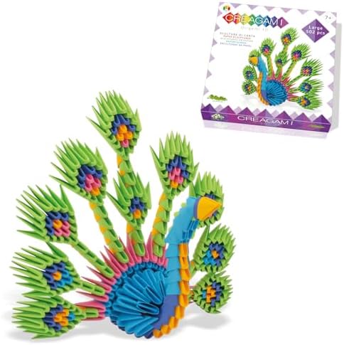 Creagami Peacock Origami Set - Large 3D Modular Paper Art Kit for Creative Exploration, Clear by Unknown
