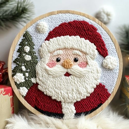 DIY Punch Needle Kits Santa Claus with Hoop 20x20cm-9 by Unknown
