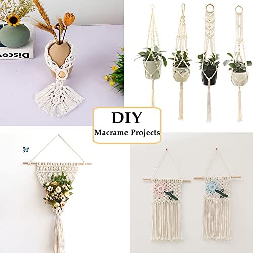 169pcs Macrame Kits for Beginners 3mm x 220yards Natural Cotton Macrame Cord Wall Hanging Kit, Best Macrame Supplies for Macrame Plant Hanger with Wooden Beads,Wooden Rings,Wooden Sticks,S Hooks - Image 7