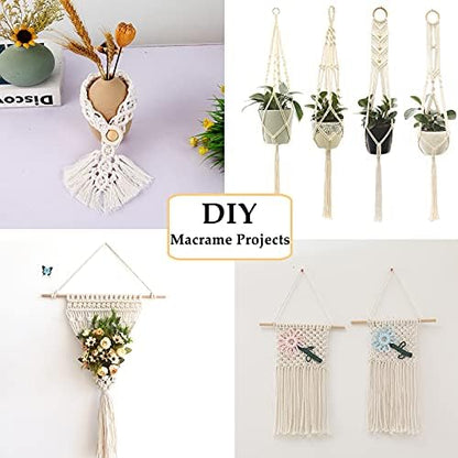 169pcs Macrame Kits for Beginners 3mm x 220yards Natural Cotton Macrame Cord Wall Hanging Kit, Best Macrame Supplies for Macrame Plant Hanger with Wooden Beads,Wooden Rings,Wooden Sticks,S Hooks - Image 7