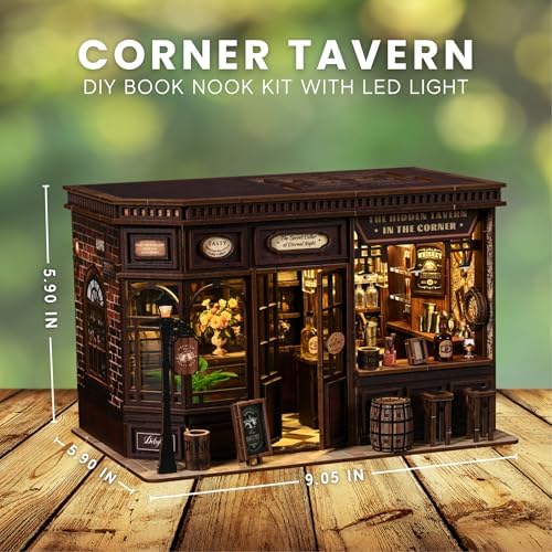DIY Book Nook Kit LED 3D Wooden Puzzle (Corner Tavern) - Image 5