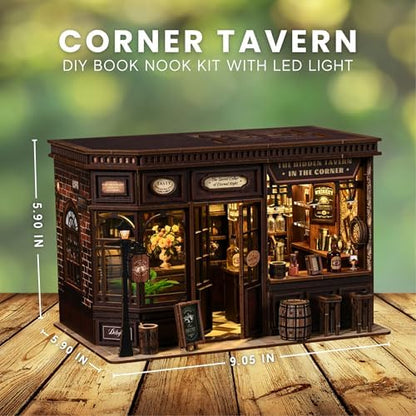 DIY Book Nook Kit LED 3D Wooden Puzzle (Corner Tavern) - Image 5