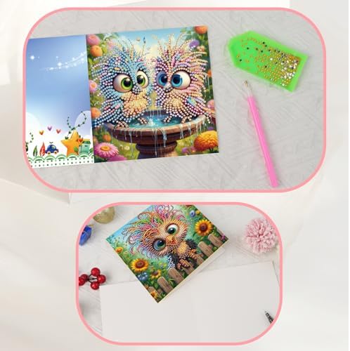 JISHSHAY 8 PCS Diamond Art Greeting Cards Bird Diamond Painting Birthday Cards Animal Gem Art Gem Painting Mosaic Kits for Adults for Thanksgiving Anniversary Valentine Graduation All-Occasion - Image 6