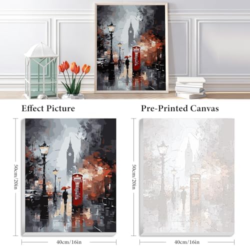 Framed Paint by Numbers Kit for Adults Beginner 16x20 Inch, London City - Image 3