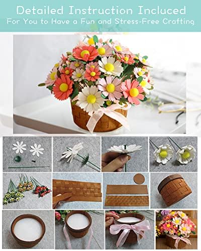 DIY Felt Flower Art Craft Kit - Beginner Daisy Kit, Floral Gifts, Arrange Pre-Cut Flowers and Foliage - Image 5
